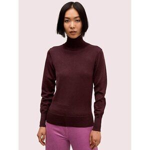 NWT Kate Spade Metallic Ribbed Turtleneck Maroon XS